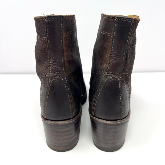 Frye Women’s Sabrina 6G Lace Up Boot Sz 8 Dark Brown Oiled Leather Heeled GUC - Picture 6 of 10